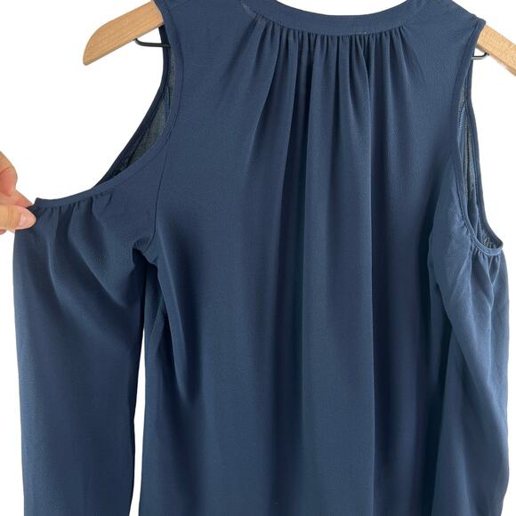 Michael Kors Navy Blue Womens Size Small Cold Shoulder Keyhole Gold Accent - Picture 4 of 10